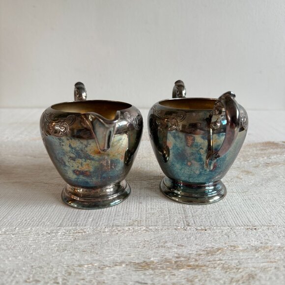 Vintage Victorian Silver Plate E.P.B.M. Sugar and Creamer Set - Picture 7 of 10